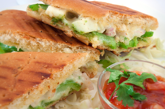 Hot panini available at a cafe franchise in India-the chocolate room.